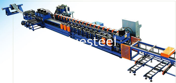 C Z Purlin Roll Forming Machine With Gearbox Driving Tower Structure