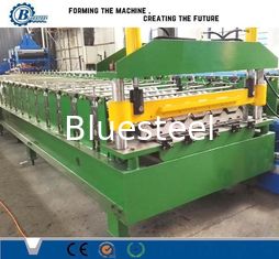 Chain Drive Roofing Tile Machine 5KW Hydraulic Cut 0.3-0.8mm Steel Sheet Roll Former