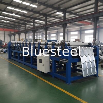 45# Steel Roller Material Roof Panel Roll Forming Machine with Cr12Mov Cutter and PLC Control System