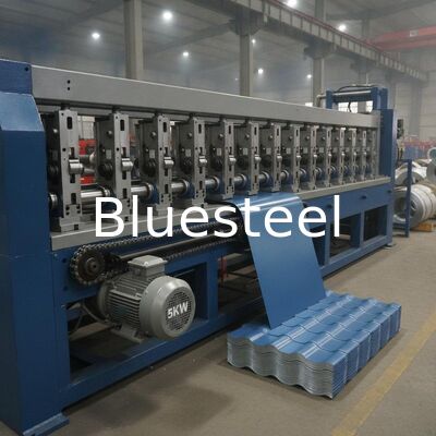 18-20 Roller Stations 5KW Chain Drive Hydraulic Cutting Metal Roofing Roll Forming Machine for Steel Tile Production
