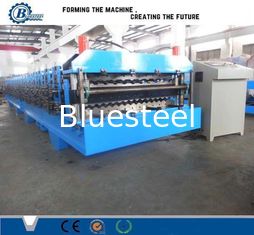 0.3-0.8mm Thickness Double Layer Roll Forming Machine with PLC Control System in Blue