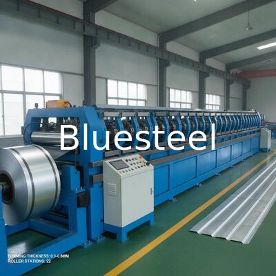 Roof Panel Roll Forming Machine with 0.3 to 0.8mm Forming Thickness 17 to 25 Roller Stations and Omron Encoder