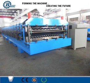 0.3-0.8mm Thickness Double Layer Roll Forming Machine with PLC Control System in Blue