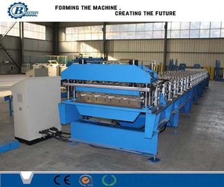 Chain Drive Roofing Tile Machine 5KW Hydraulic Cut 0.3-0.8mm Steel Sheet Roll Former